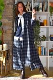 Nora Brushed Cotton Gingham Frock Coat Navy